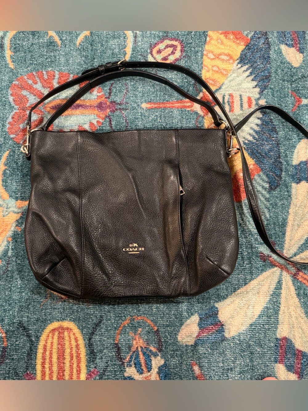 Coach East/West Isabelle Black Pebble Leather Should Bag Purse